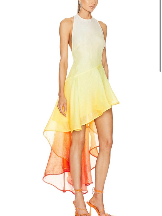 Zimmermann Dresses & Skirts - Zimmermann Yellow-to-Orange Ombre Halter High-Low Dress